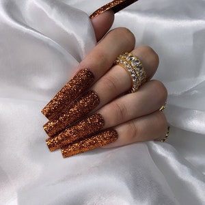 Pumpkin Spice Raw Glitter Press On Nail Set image 2