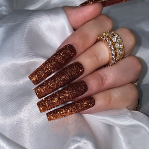 Pumpkin Spice Raw Glitter Press On Nail Set image 3