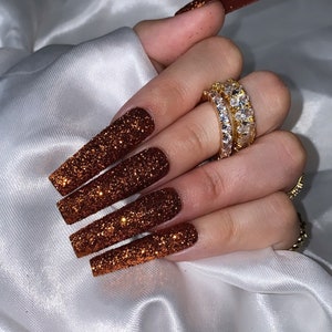 Pumpkin Spice Raw Glitter Press On Nail Set image 1