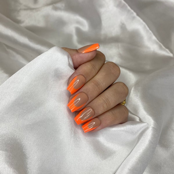 Mimosas - Orange French Tip Press On Nail Set