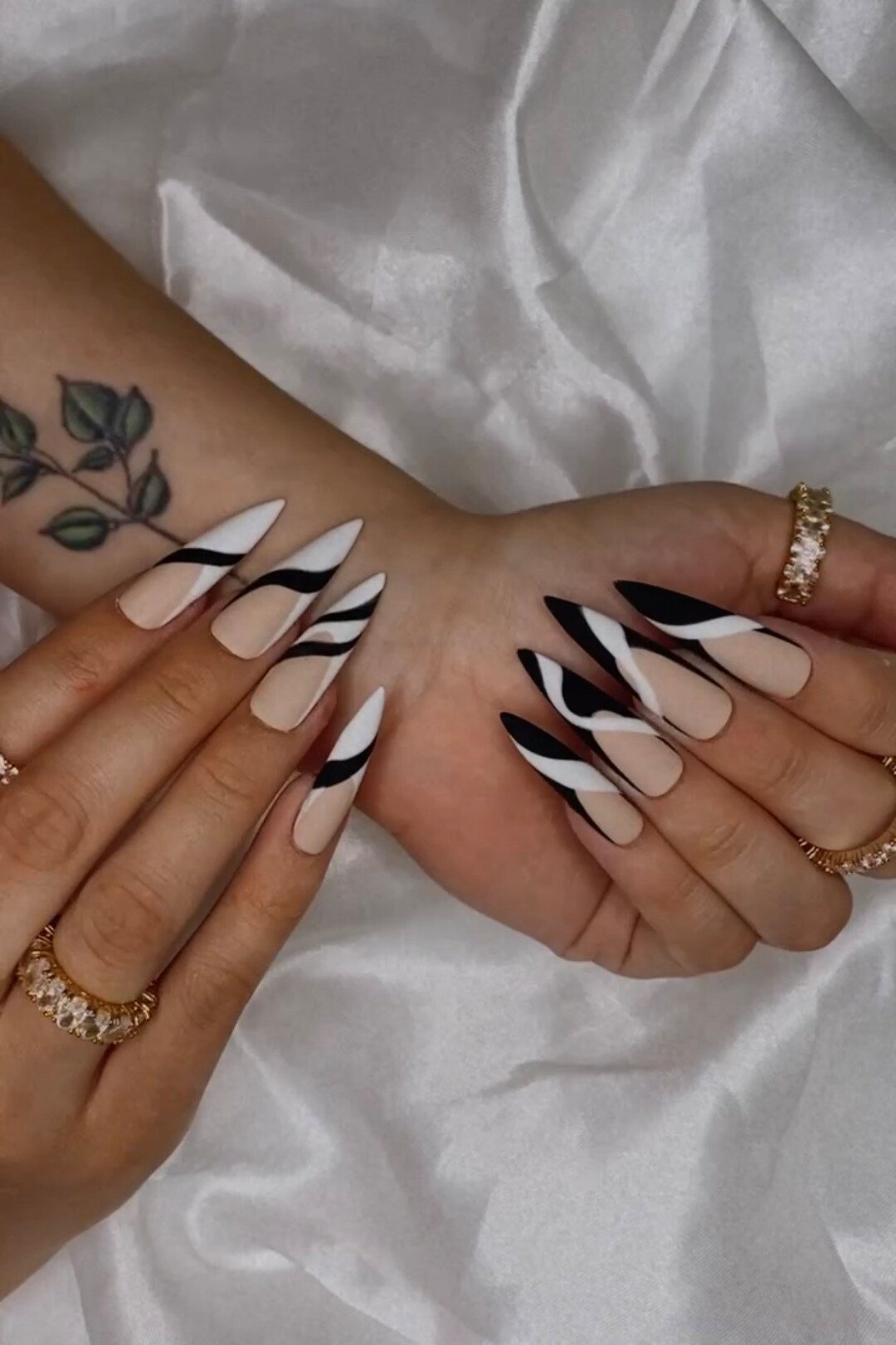 Cruella Black and White French Tip Press on Nail Set Etsy