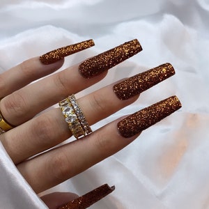 Pumpkin Spice Raw Glitter Press On Nail Set image 4