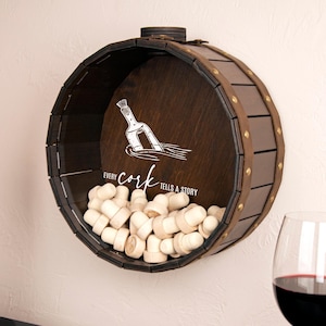 Wine Cork Holder Personalized Housewarming Gift for Couple Wooden Cork Shadow Box Collector Custom Cork Display Box Unique Kitchen Bar Decor