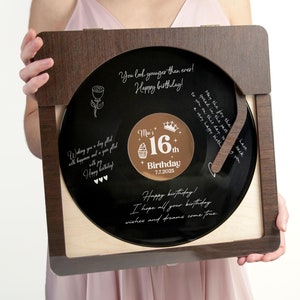 Unique Guest Book for 16th Birthday Sweet 16 Vinyl Record Guest Book Music Themed Birthday Guestbook Music Lover Birthday Party Decorations