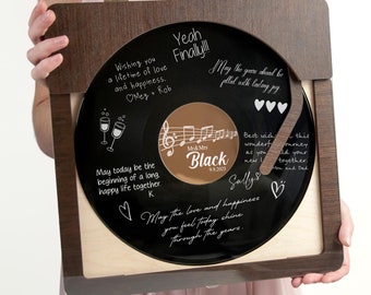 Alternative Wedding Guest Book Sign Customized Vinyl Record Immitation Unique Guestbook Ideas for Wedding Day Record Guest Book Personalized