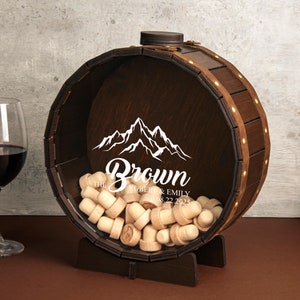Personalized Wine Cork Holder Barrel Unique Wedding Gift for Couple Handmade Wine Cork Shadow Box Custom Bridal Shower Gift for Best Friend