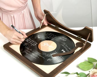 Record Guest Book Sign for Retro Wedding, Unique Wedding Guestbook Alternative, Music Lovers Wedding Decor, Custom Vinyl Record Guest Book