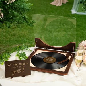 Record Guest Book Ideas, Unique Wedding Guest Book Alternative, Personalized Wedding Decorations, Vinyl Record & Player Imitation Guestbook