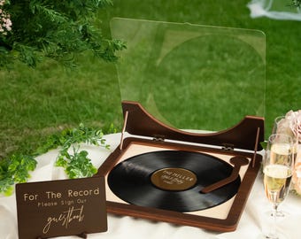 Record Guest Book Ideas, Unique Wedding Guest Book Alternative, Personalized Wedding Decorations, Vinyl Record & Player Imitation Guestbook
