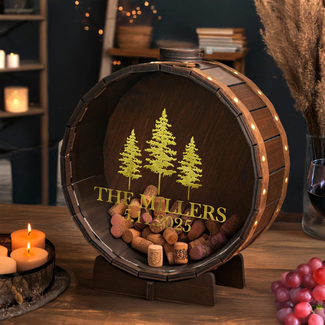 Personalized Wine Cork Holder Wooden Wine Barrel Cork Shadow Box Custom ...