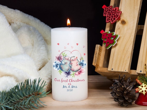 Christmas Candle Our First Christmas Gift Personalized Candles Etsy