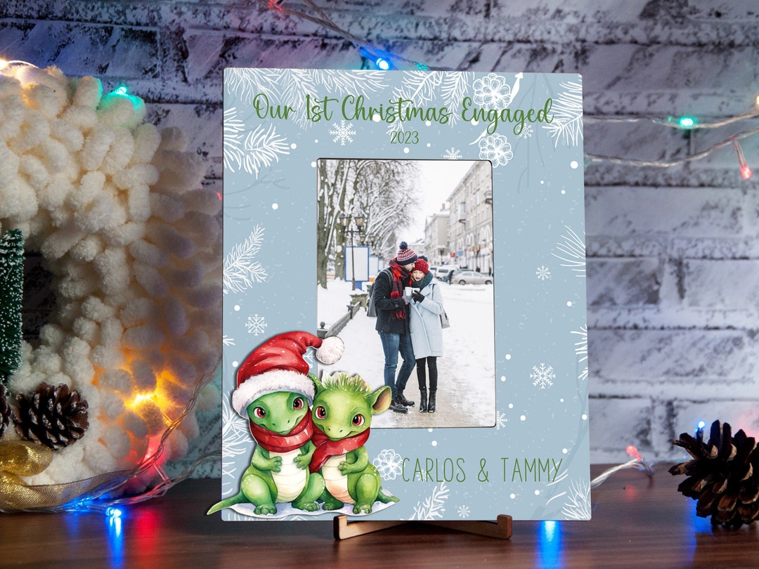 Personalized Christmas Picture Frame Our 1st Christmas Engaged Etsy