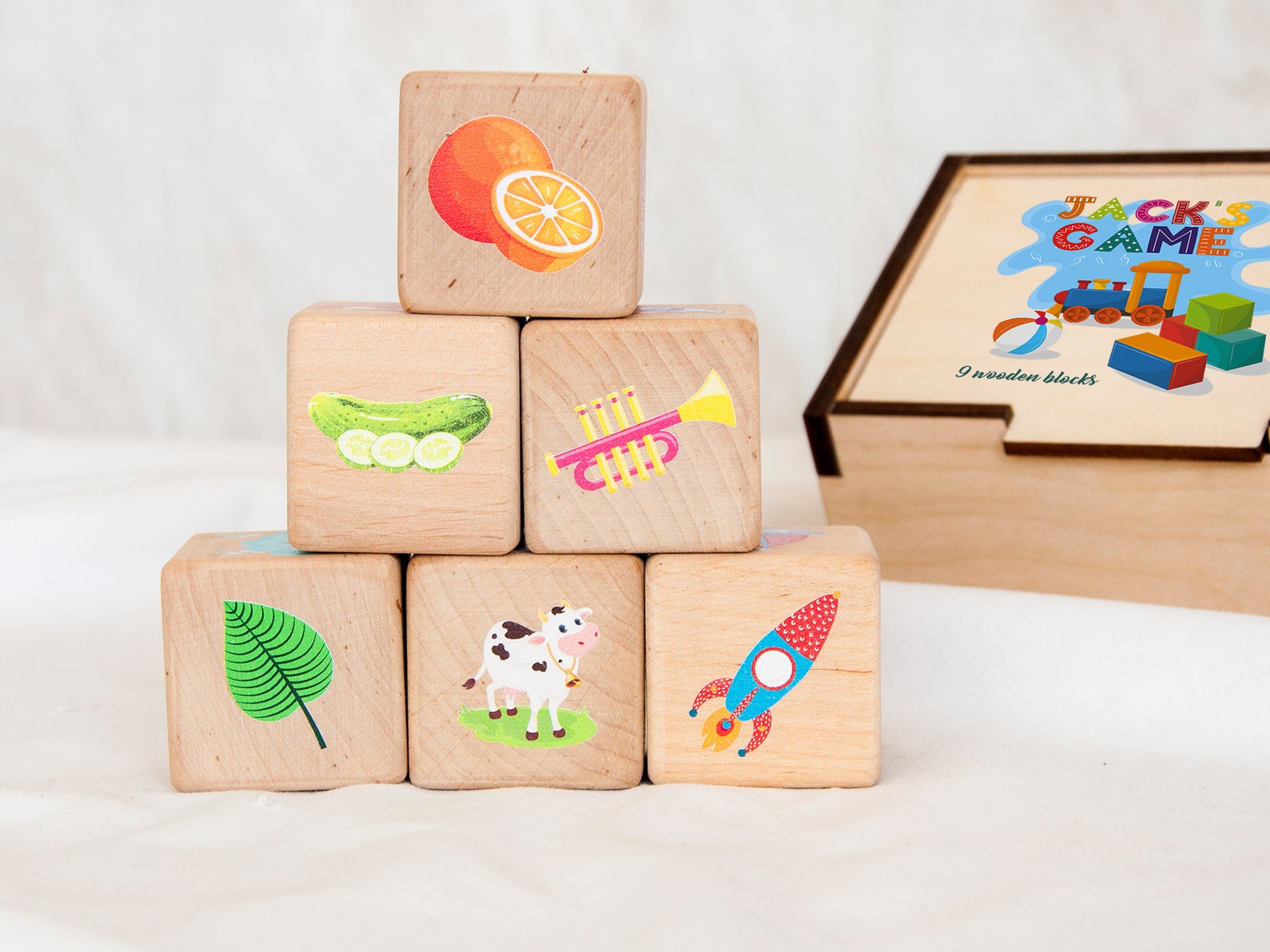 Memory Game Wooden Blocks Set of 6 Toddlers Game Christmas Etsy