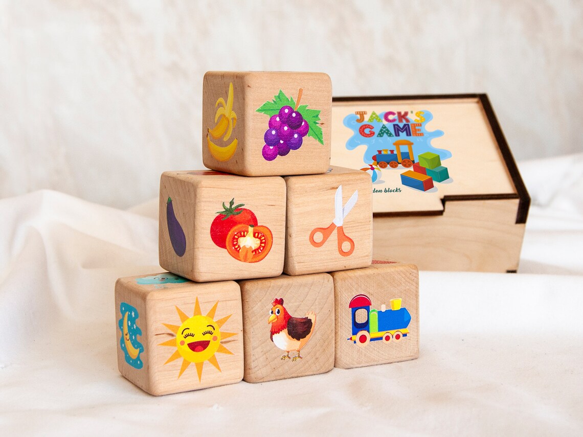 Memory Game Wooden Blocks Set of 6 Toddlers Game Christmas Etsy