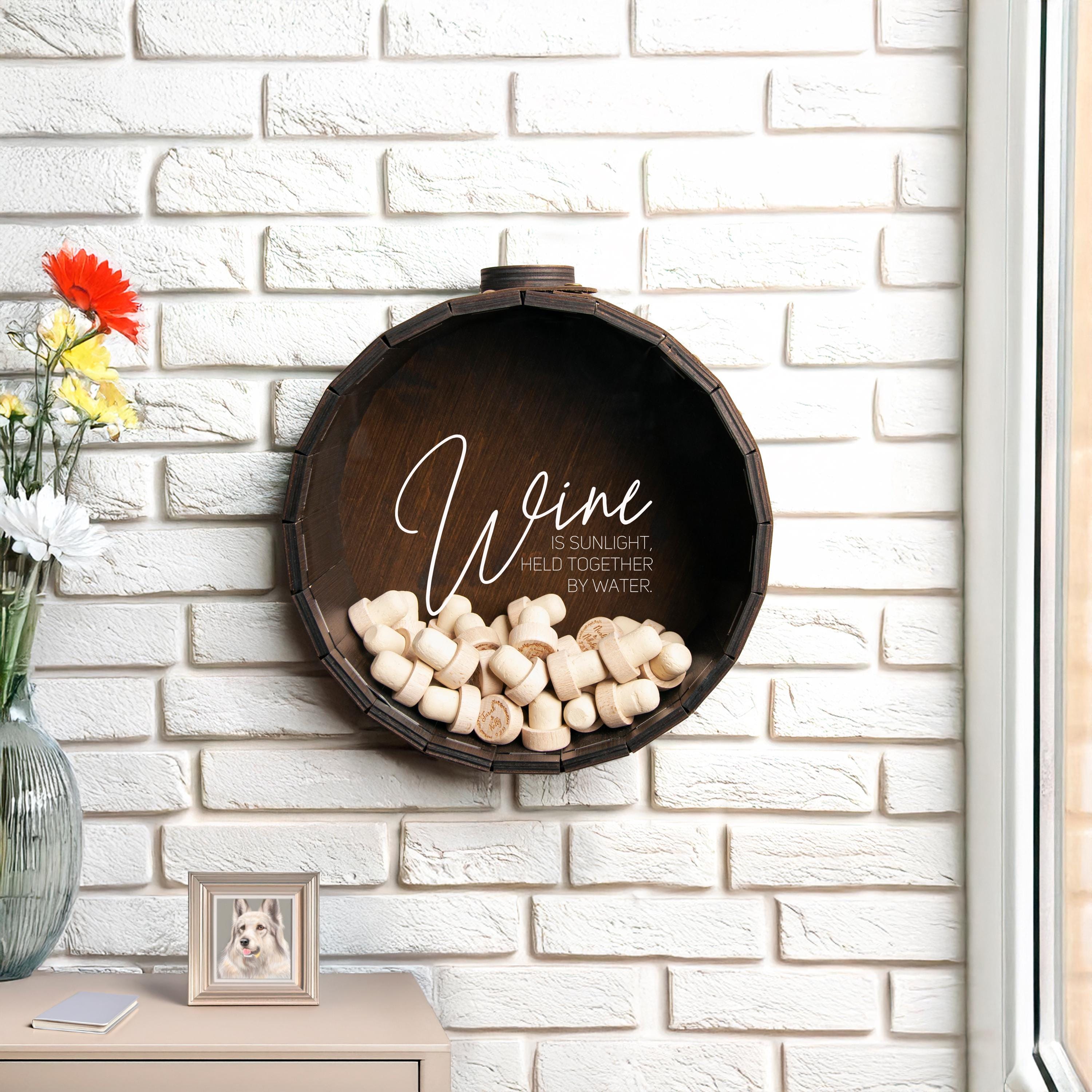 Fosinz Wijnkurk Houder Schaduwdoos, Wijnliefhebbers Kurk Dop Verzamelaar Collectie Schaduwdoos Frame, Houten Kurk Houder Wijn Decoratie Voor Thuis Keuken en Bar (Round2, 30 x 30 cm