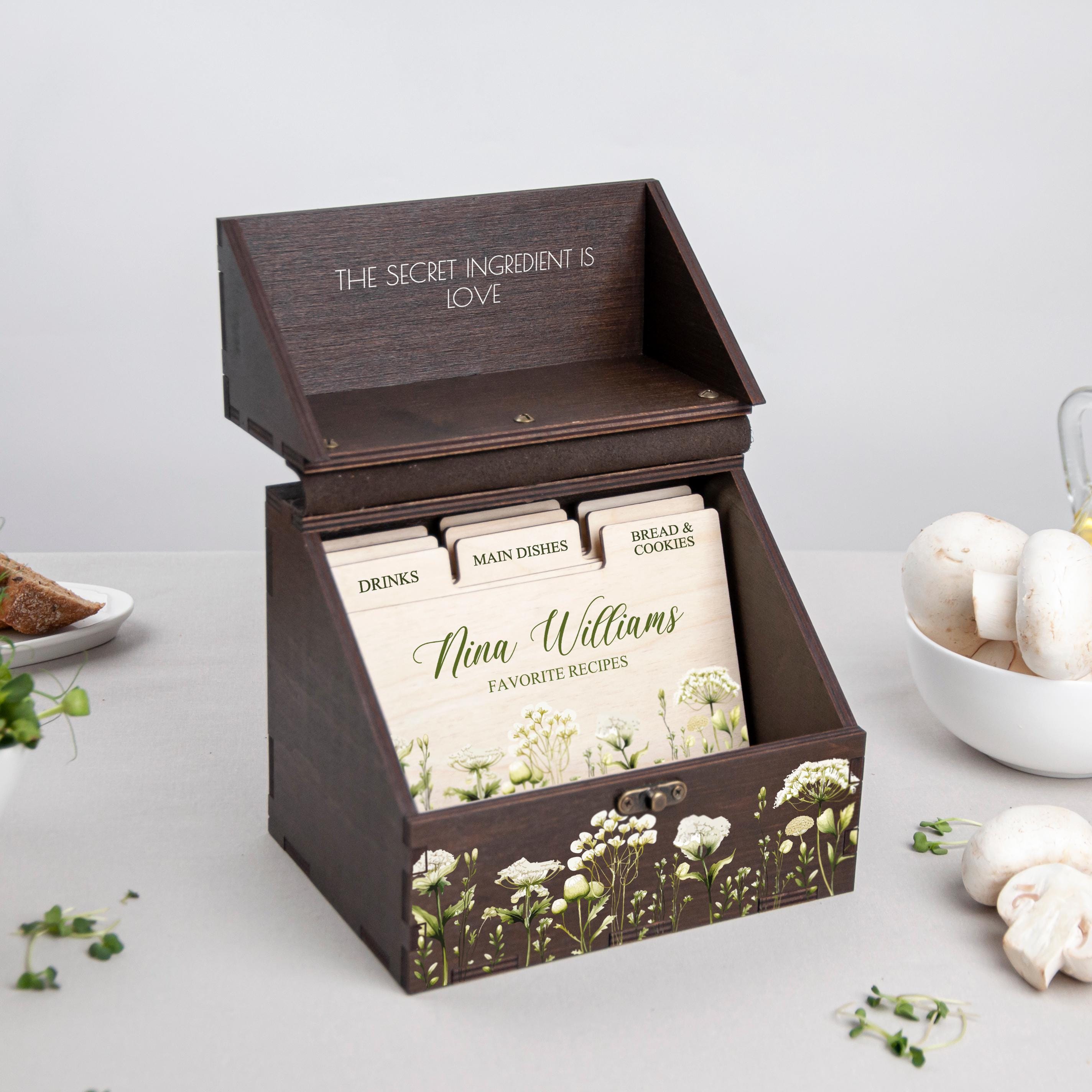 Wooden Recipe Card Box 4x6/5x7 Personalized Chistmas Gift for Mom ...