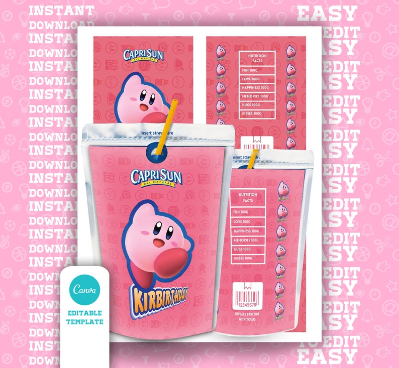 The Complete Kirbyrthday Party Supply Decoration Chip Bag Etsy