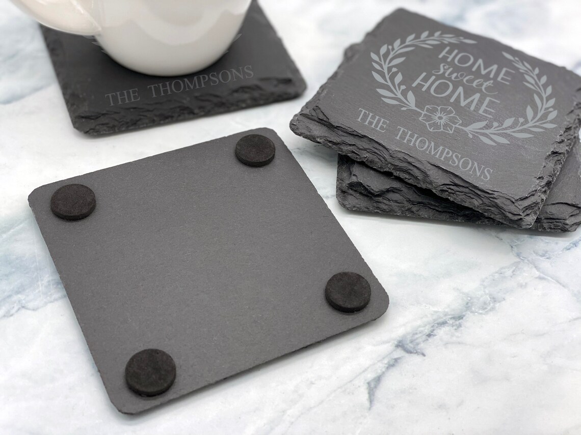Personalized Slate Coasters Set of 4 Laser Engraved Slate Etsy