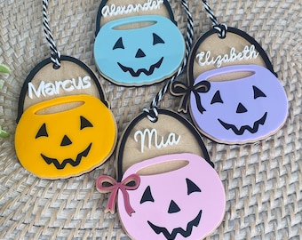 Pumpkin Basket Name Tag | Halloween Basket Tag | Personalized Halloween Name Tags | Halloween Treat Bag