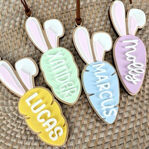 Osterkarottenkorb Namensschild | Personalisierter Osterkorb Anhänger | Benutzerdefinierte Namensschild | Acryl Osteranhänger | Frühlingskorb Anhänger | Kinder Ostern