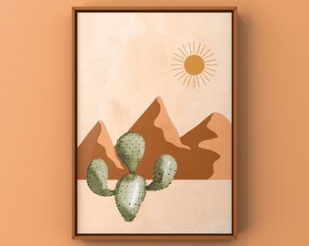 Watercolor Cacti  - Cactus, Mountain, Sun - Plants - Desert - Nature - Digital Download - Wall Art - Drawing - Abstract - Handmade