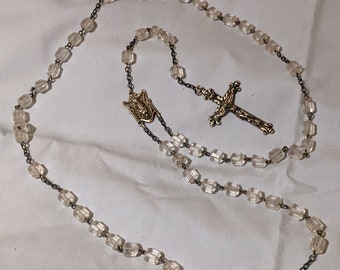 VTG Diroma pre 1950's Crystal Sterling Silver Rosary