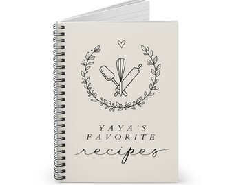 Yaya's favorite recipes journal, Yaya's recipes, recipe book to give grandchildren, recipe book for Yaya, gift for Yaya, yaya mother's day