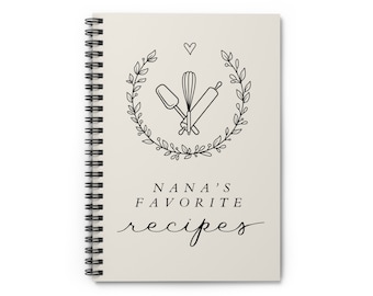 Nana's favorite recipes journal, Nana's recipes, recipe book to give grandchildren, recipe book for Nana, nana mother's day gift, nana