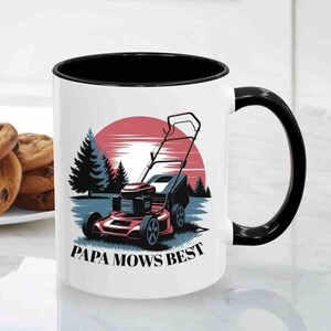 Father Mows Best Mug, Funny Papa Mug, Father&#39;s Day Gift, Dad Mug, Gift for Him, Dad Birthday Present, papa retro mug, papa coffee cup