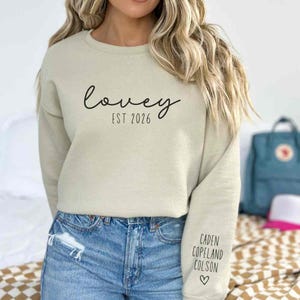 Personalized lovey sweatshirt with grandkids names on sleeve, custom lovey gift, custom lovey sweatshirt, personalized sleeve sweatshirt, image 3