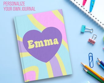 Gepersonaliseerde tienerdagboek, aangepast tienerdagboek, retro tienerdagboek, aangepast tween-dagboek, tienermeisjescadeau, universiteitscadeau, preppy dagboek
