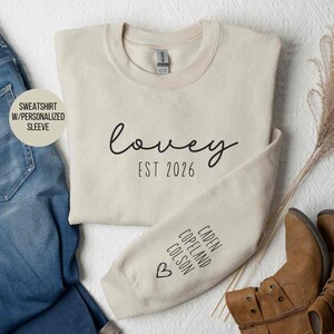 Personalized lovey sweatshirt with grandkids names on sleeve, custom lovey gift, custom lovey sweatshirt, personalized sleeve sweatshirt, image 2
