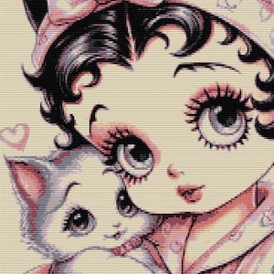 2 Even Peyote and Loom Patterns with Delibeads Miyuki 11/0 - Betty Boop - Pattern 2582 pdf - 15 colors - Bead weaving tapestry