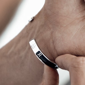 Men&#39;s Personalised Initial Bracelet, Custom Bangle For Him, Husband Jewellery, Anniversary or Wedding Gift, Father&#39;s Day Gift