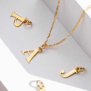 Collar con letra en cadena chapado en oro de 18 quilates o plata maciza, colgante inicial para mujer, collar con nombre personalizado, joyería personalizada para ella