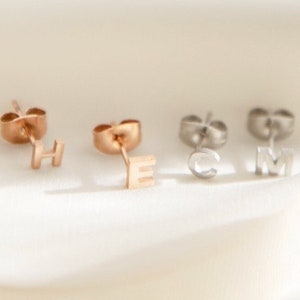 Silver Tiny Letter Earrings, Custom Initial, Personalised Name Stud, Silver Letter Stud, Birthday Earrings, Christmas Earrings