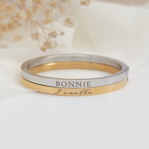Child's Engraved Bangle with Clasp, Personalised Gift, Roman Numeral or Name or Message Bangle, 3 13 yrs old, Birthday Gift, Christening image 2