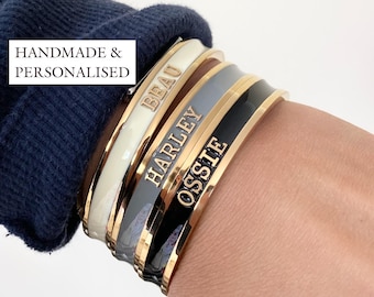 Customised Name Bracelet, 18k Gold Silver Rose Gold Bangle, Anniversary Present, Personalised Gift for Her, Mum Gift Postpartum, Jewellery