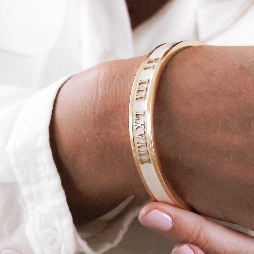 Custom bracelets with dates Roman numeral bracelet Etsy