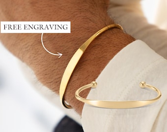 Pulsera de torsión para hombre, regalo con bola para él, pulsera para esposo, hijo o padre, regalo grabado personalizado, joyería de moda para hombre, personalizada