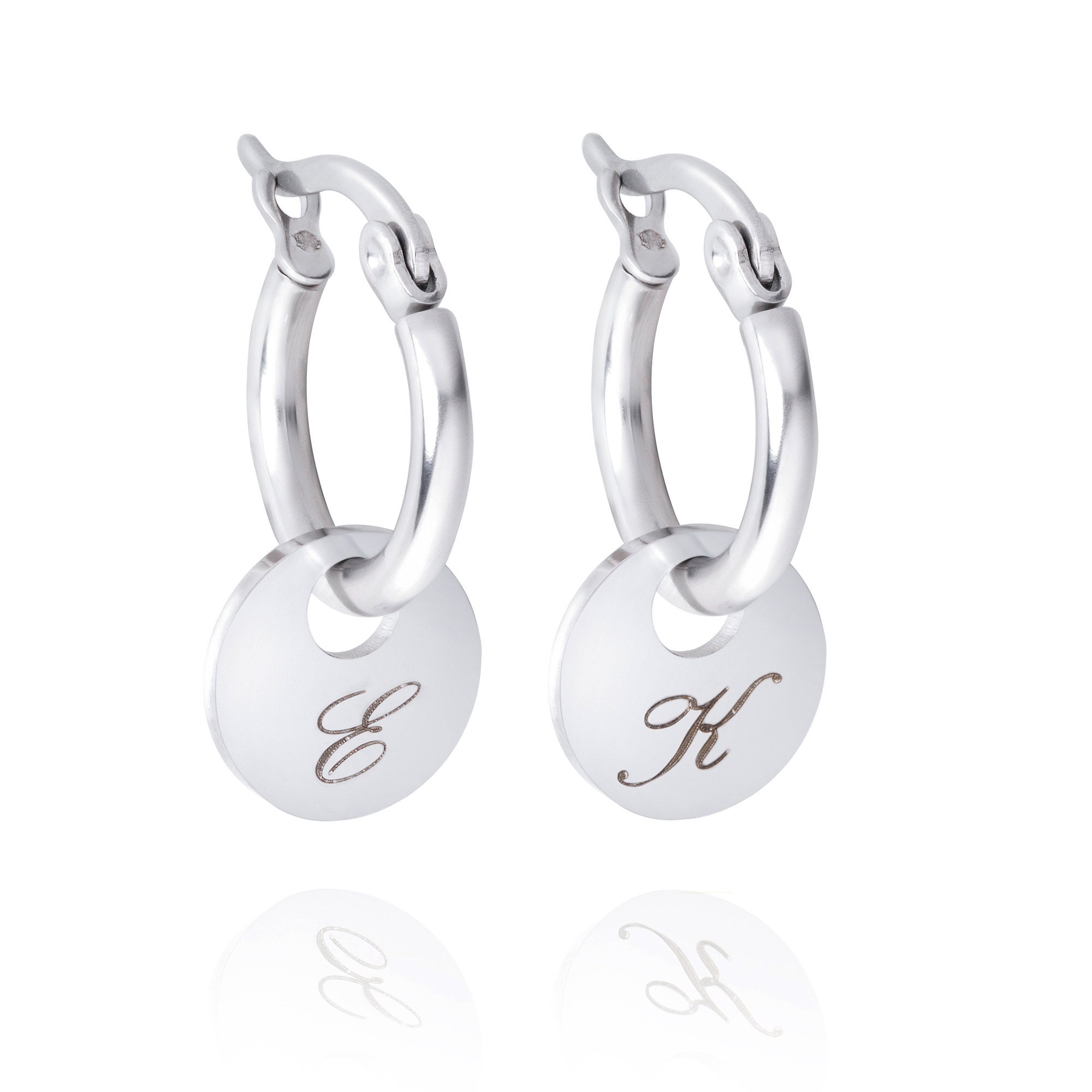 Custom Letter Hoop Earrings Gold Alphabet Earrings Silver | Etsy