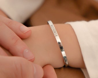 Child's Engraved Bangle with Clasp, Personalised Gift, Roman Numeral or Name or Message Bangle, 3 -13 yrs old, Birthday Gift, Christening