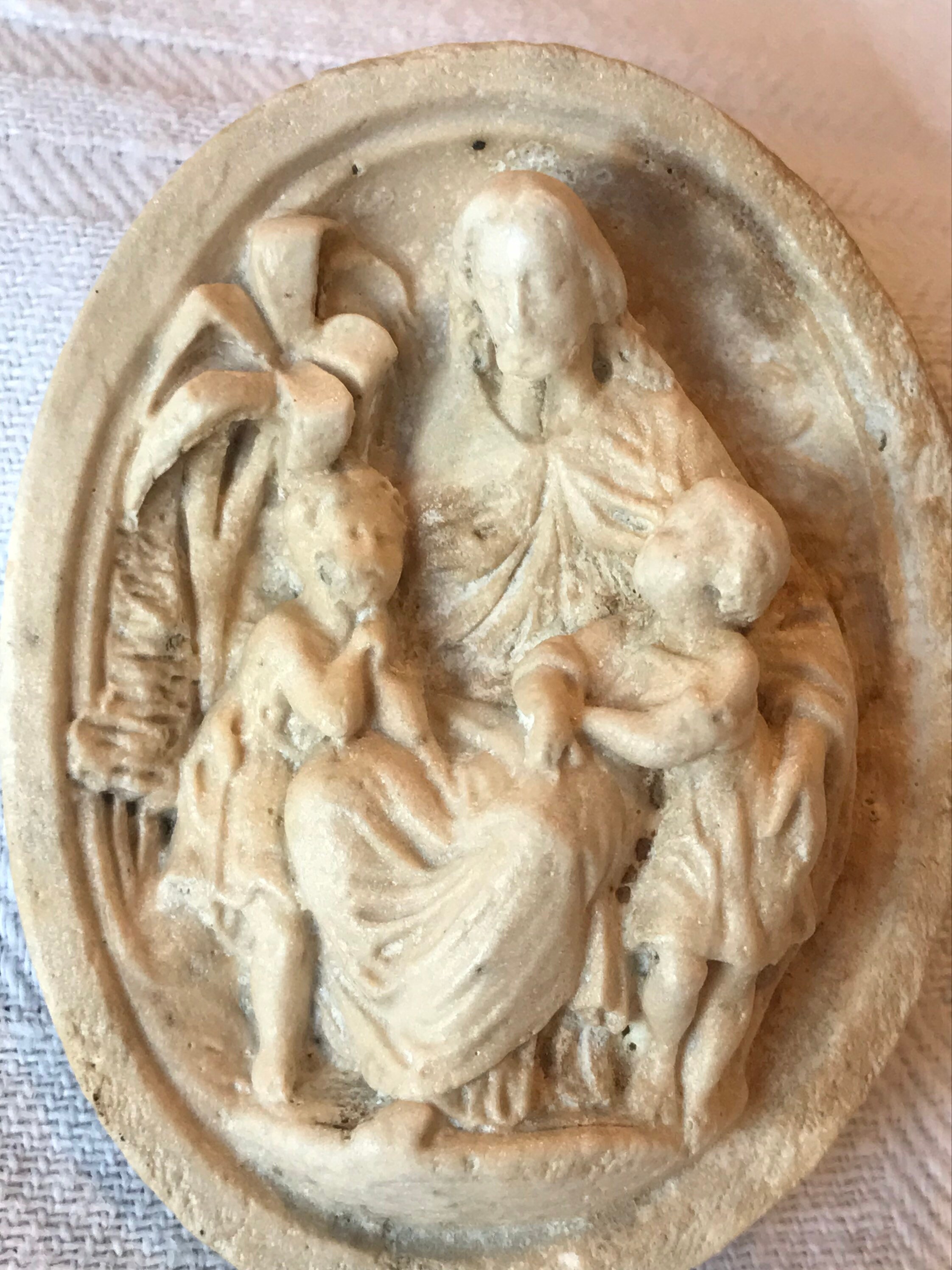 Ancien Reliquaire Français en Écume de Mer - Médaillon Sous Cadre Rare 19Ème Siècle