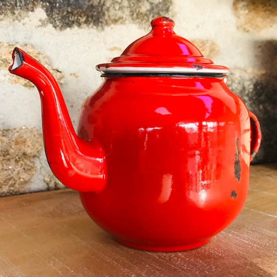 théière en tôle émaillée rouge 0,7l