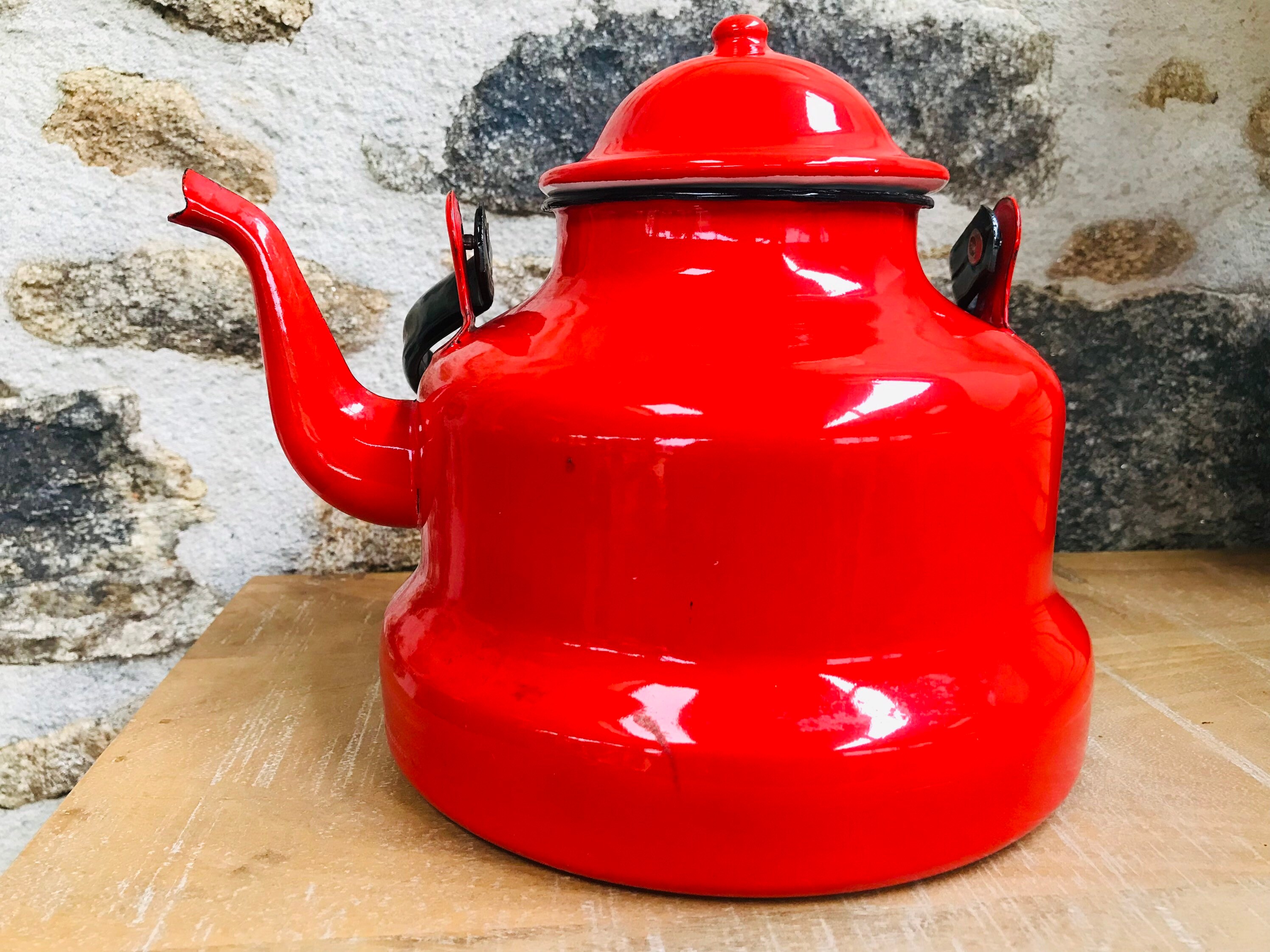 ANCIENNE BOUILLOIRE THÉIÈRE emaillee le creuset 1,1L bleu retro vintage EUR 59,90 - FR