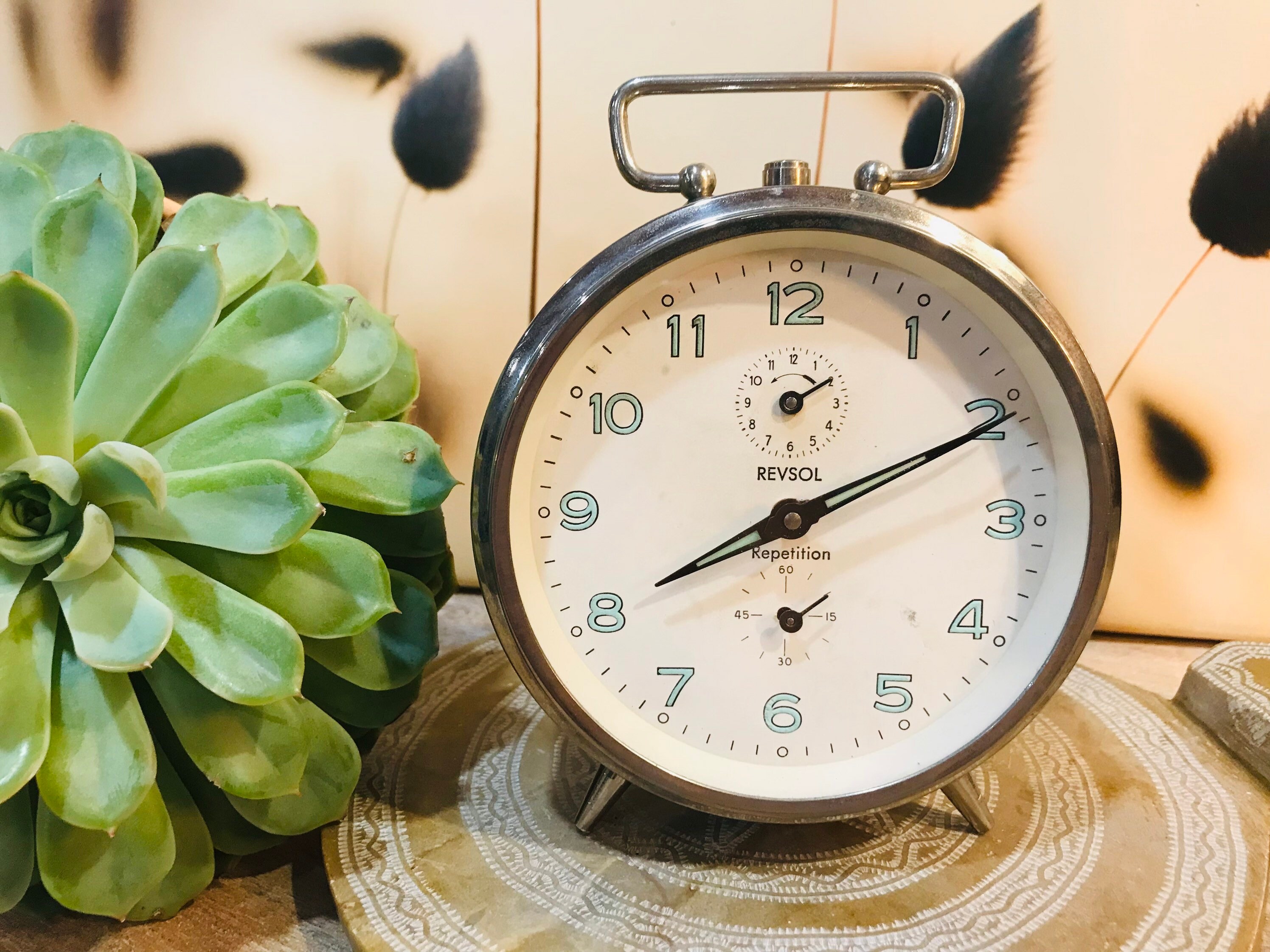 Réveil Vintage Français Revsol - Métal Argenté Années 60