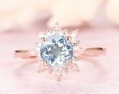 Aquamarine Ring Rose Gold, Blue Gemstone Women 39 s Ring, 1.25CT 7mm Oval Natural Aquamarine Engagement Ring, Proposal Ring,Wedding Ring Silver