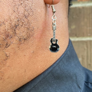 Guitar Earring, Men’s Earring, Guitar Dangle for Men, Handmade Earrings, Earrings for Men, Black Owned, Dangle Earring Unisex, Guys Earring