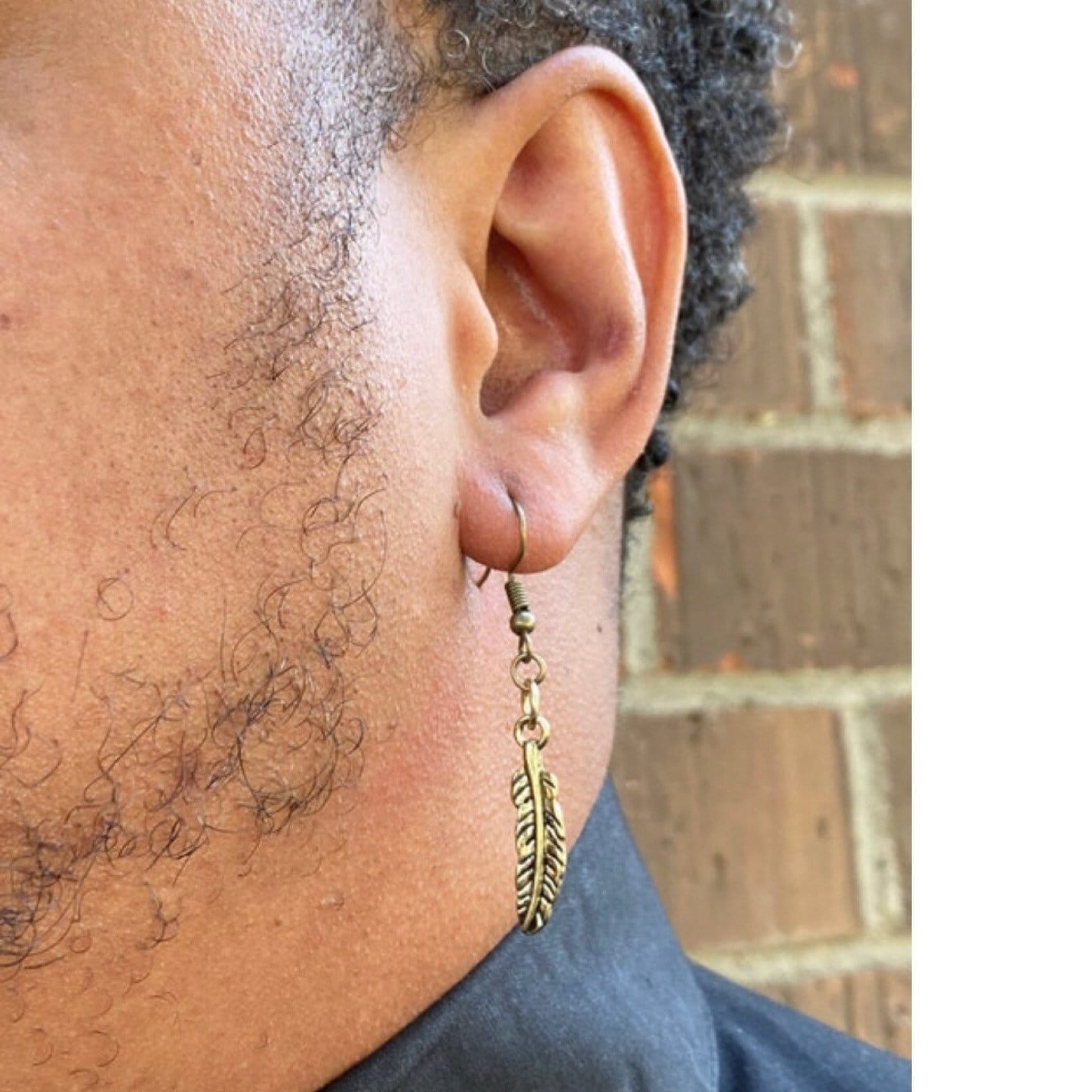 Feather Earrings Ear Top For Boy Peacock Feather Print Long