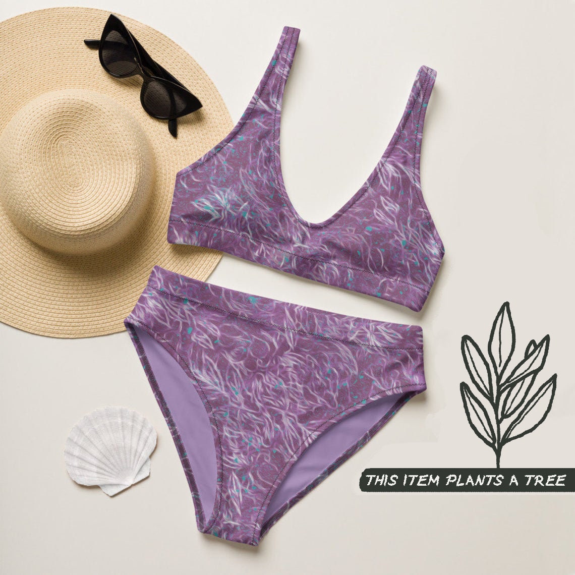 Old Pink Peony Print Recycled material bikini swimwear Etsy